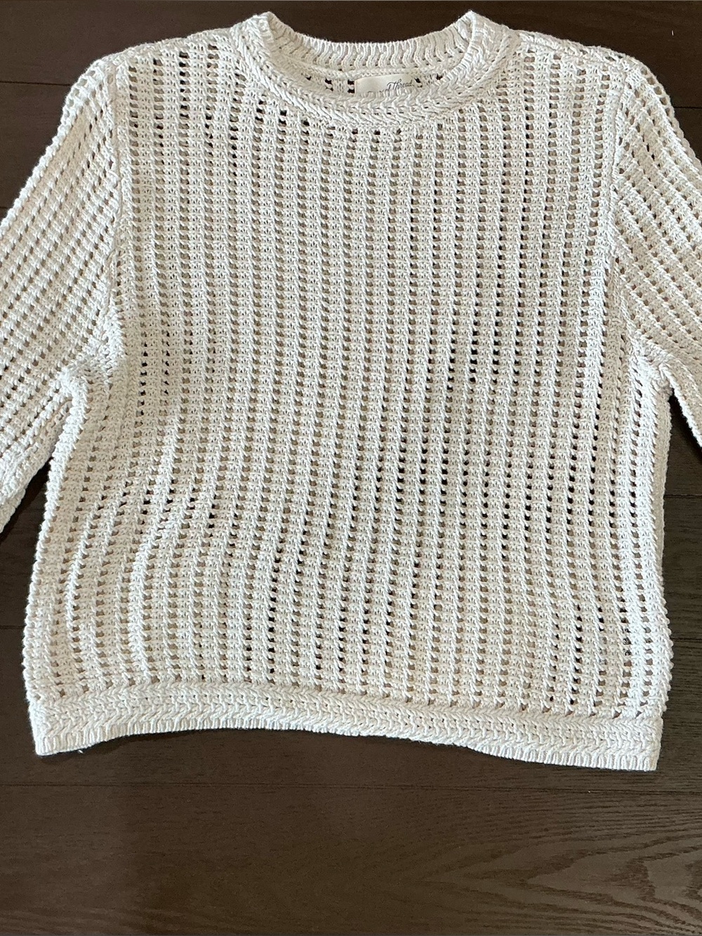 Universal Thread Open-Weave Crewneck Sweater in Cream